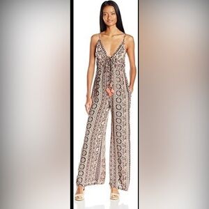 Angie Patterned Jumpsuit - Pink and Black